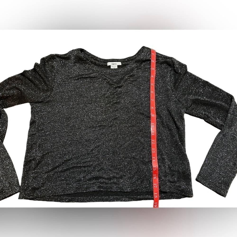 Bar III Long Sleeve Black and Silver Metallic Tee M - Picture 3 of 5